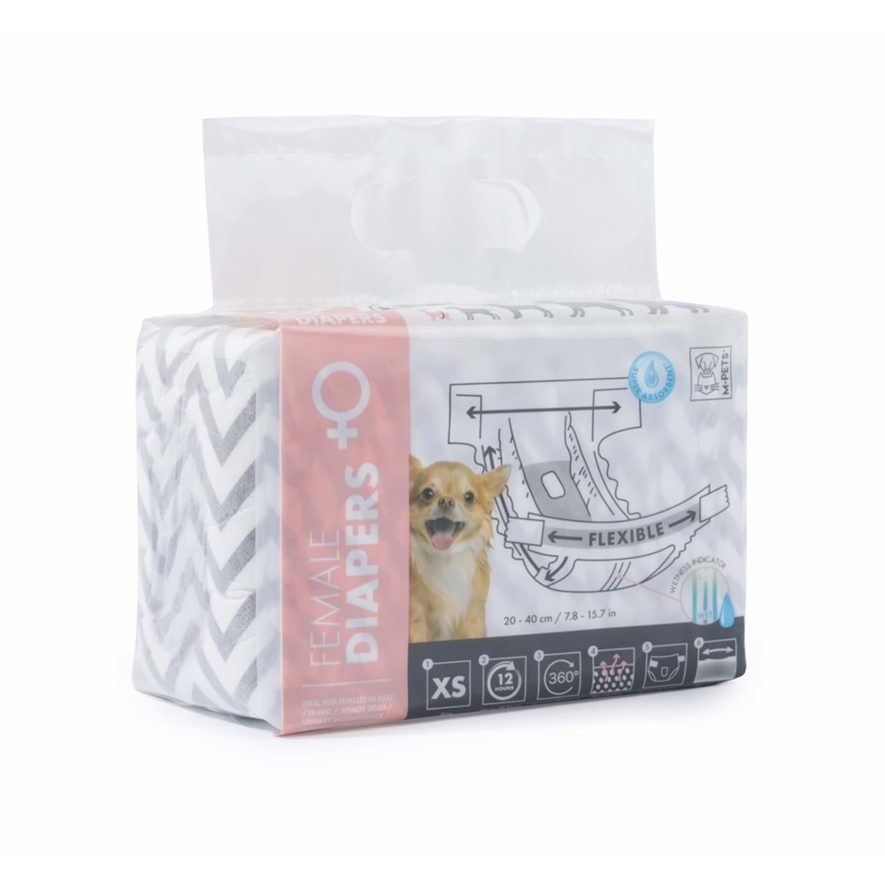 10116599 M-PETS DIAPERS DİŞİ KÖPEKLER İÇİN KÜLOT (XS) 10LU