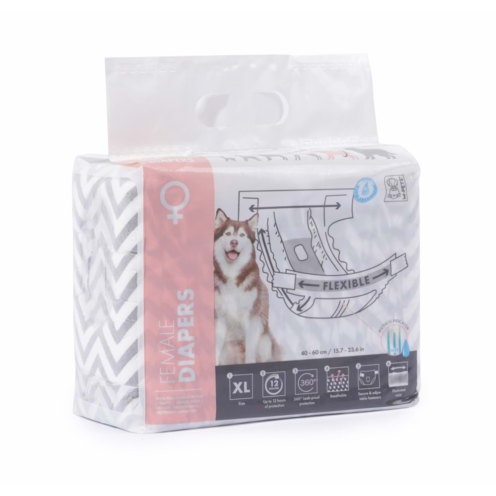 10116999 M-PETS DIAPERS DİŞİ KÖPEKLER İÇİN KÜLOT (XL) 10LU