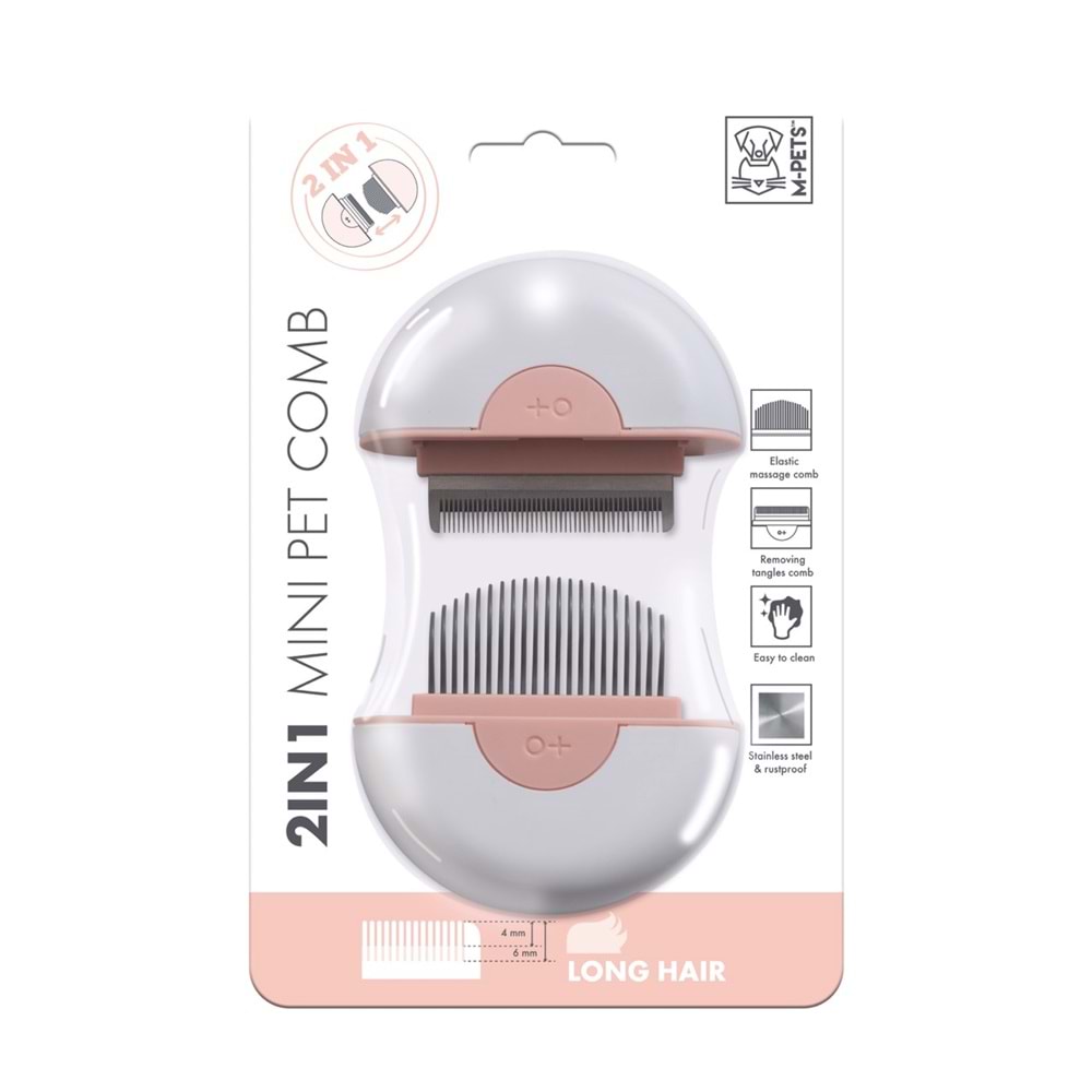 10120699 M-PETS 2IN1 FURMİNATÖR+MASAJ TARAĞI LONG HAIR PİNK