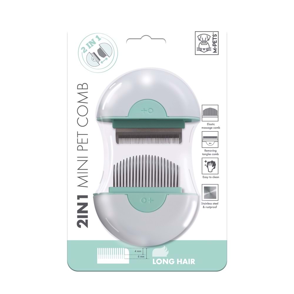 10120799 M-PETS 2IN1 FURMİNATÖR+MASAJ TARAĞI LONG HAIR GREEN