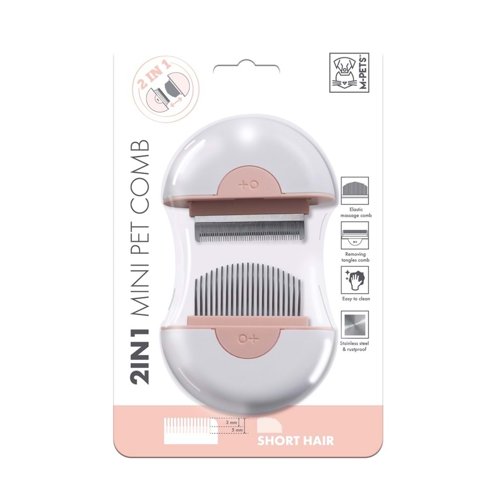 10120999 M-PETS 2IN1 FURMİNATÖR+MASAJ TARAĞI SHORT HAIR PİNK