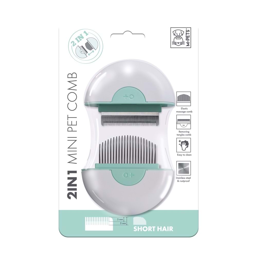 10121099 M-PETS 2IN1 FURMİNATÖR+MASAJ TARAĞI SHORT HAIR GREEN