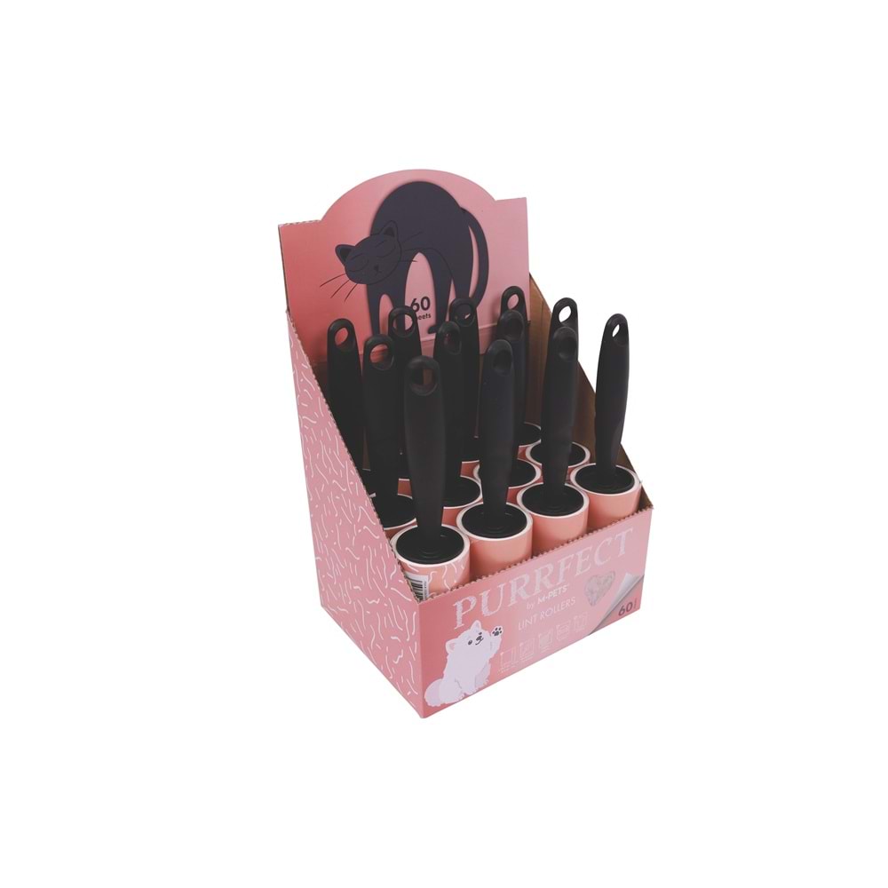 10128399 M-PETS PURRFECT TÜY TOPLAMA RULOSU 12X60 YAPRAK PİNK DISPLAY