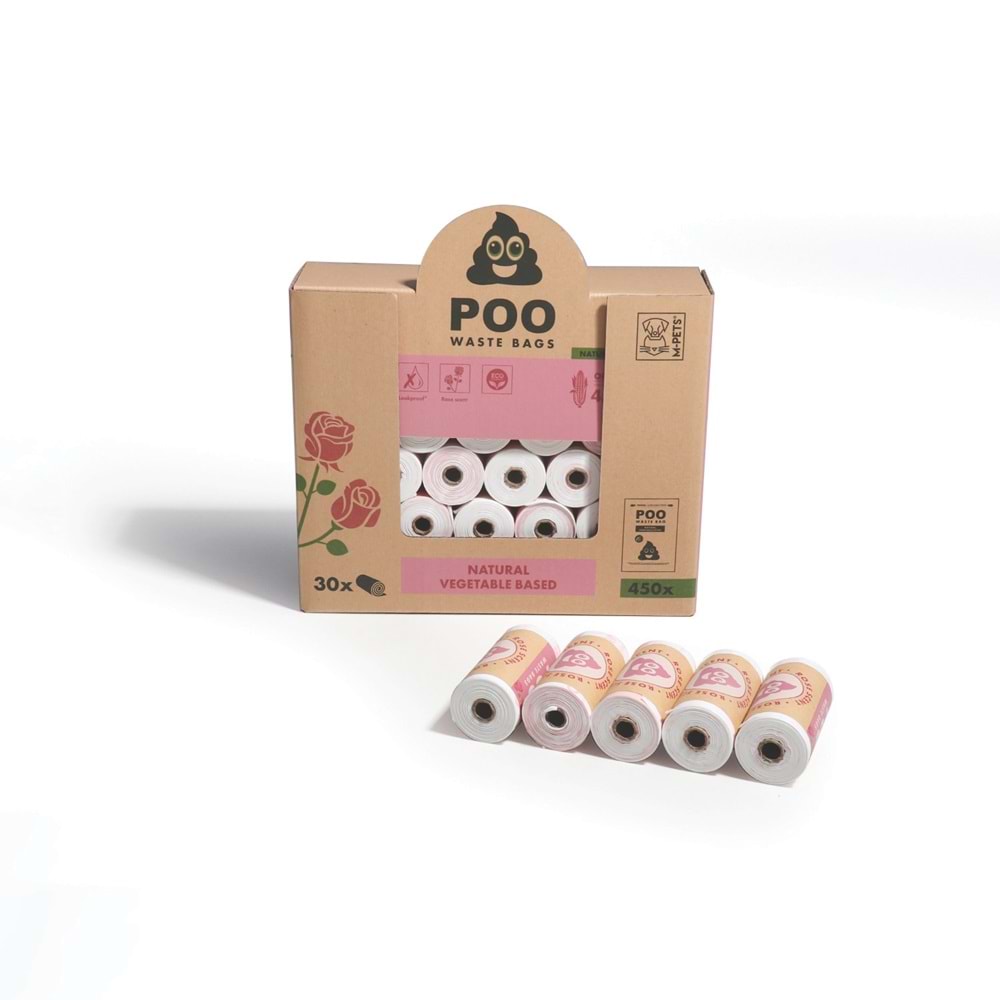 10170699 M-PETS POO DIŞKI POŞETİ 15 YAPRAK GÜL KOKULU 30LU PAKET