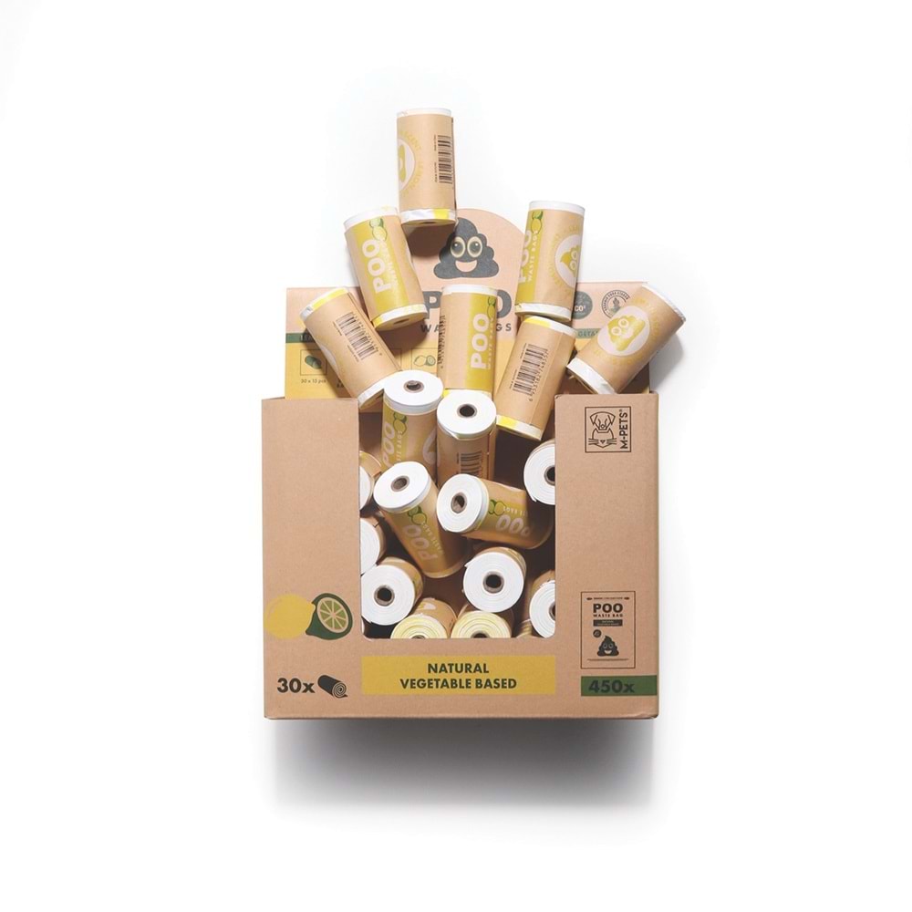 10170799 M-PETS POO DIŞKI POŞETİ 15 YAPRAK LİMON KOKULU 30LU PAKET