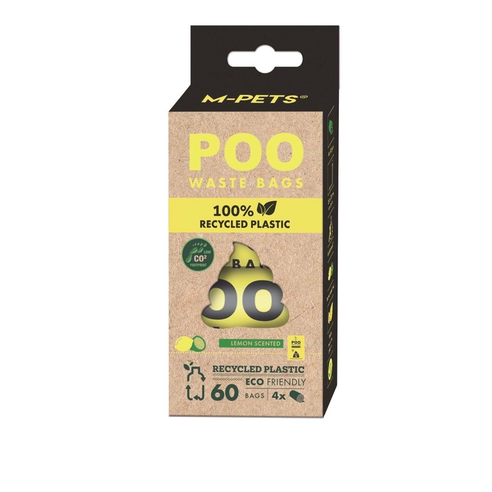 10171799 M-PETS POO 100% RECYCLED DIŞKI POŞETİ LİMON KOKULU 4X15 YAPRAK