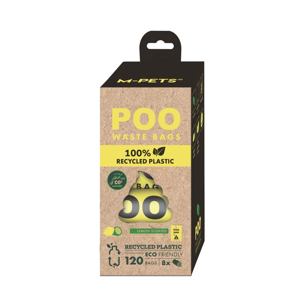 10171899 M-PETS POO 100% RECYCLED DIŞKI POŞETİ LİMON KOKULU 8X15 YAPRAK