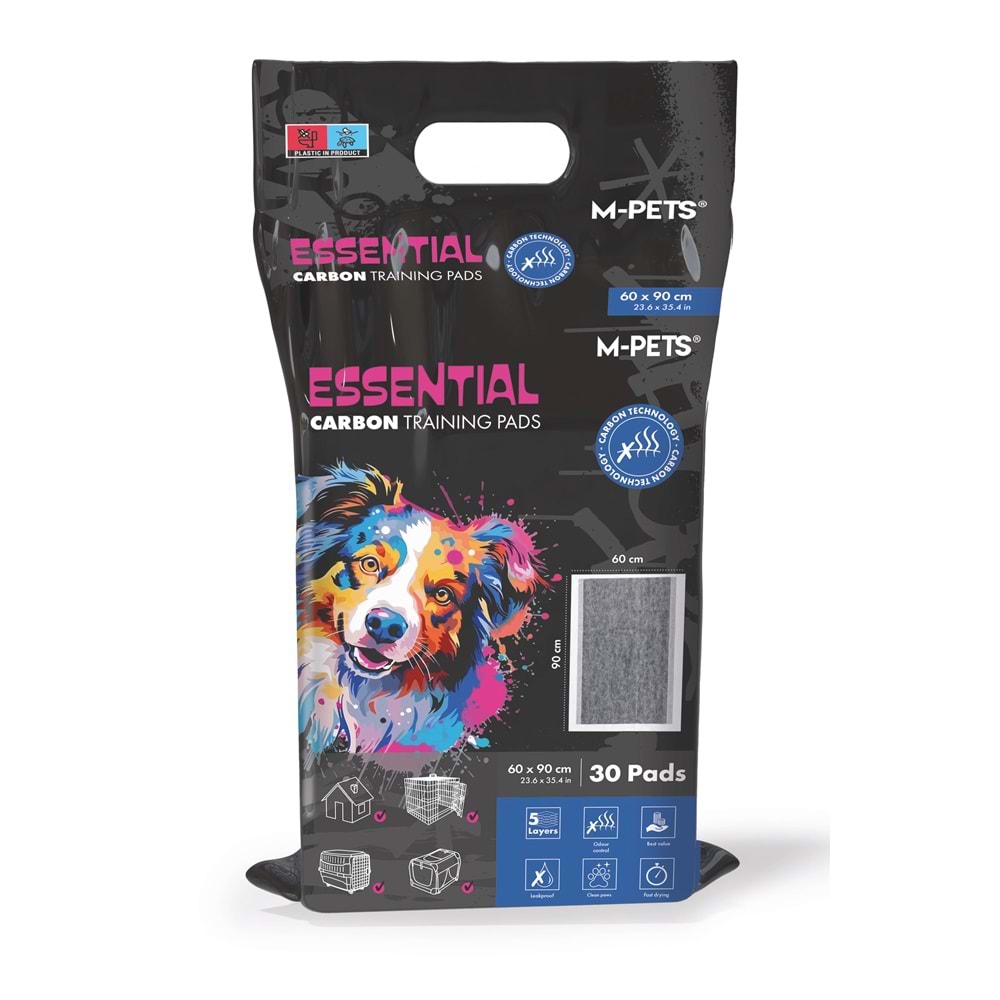10174699 M-PETS ESSENTIAL CARBONLU YAPIŞKANLI ÇİŞ PEDİ 60X90CM 30LU