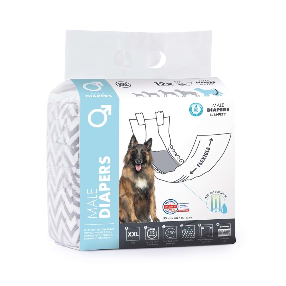 10175099 M-PETS DIAPERS ERKEK KÖPEKLER İÇİN KÜLOT (XXL) 12Lİ