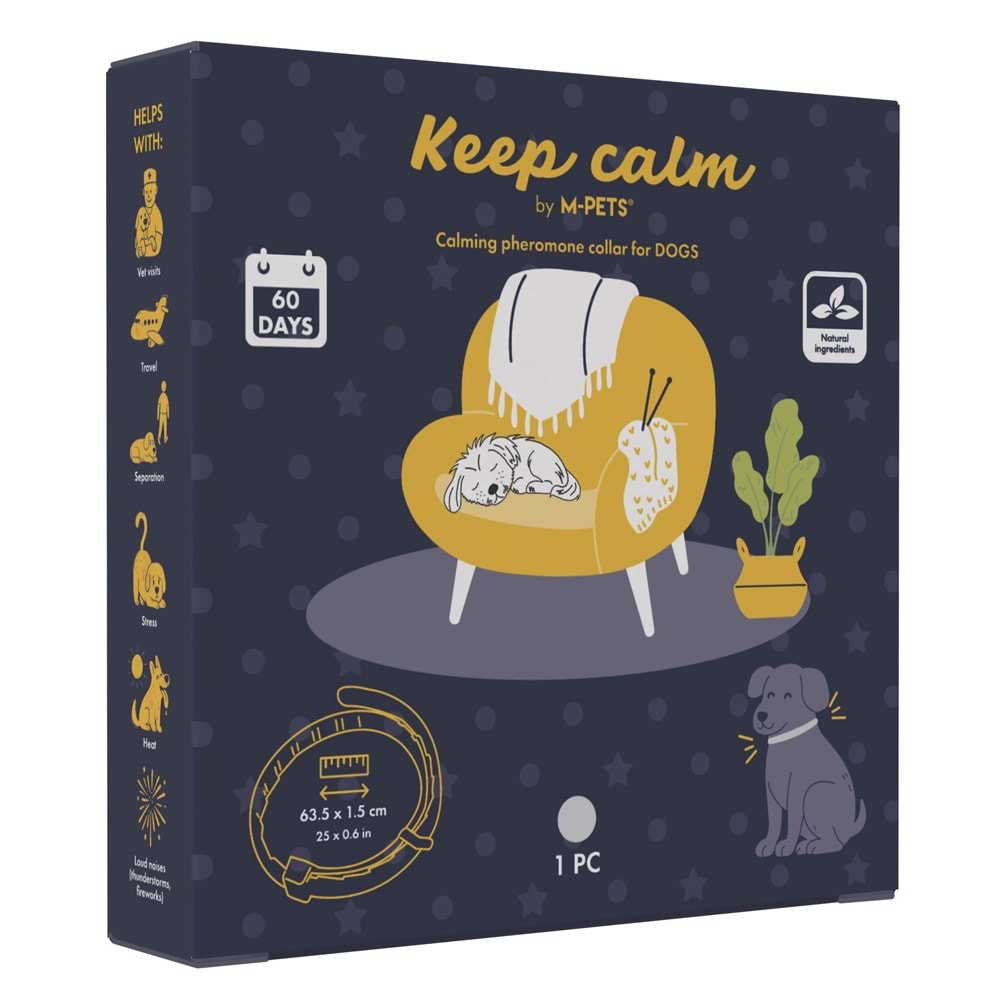 10178699 M-PETS KEEP CALM CALMİNG SAKİNLEŞTİCİ KÖPEK TASMASI GRİ