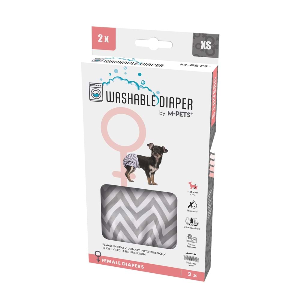 10180099 M-PETS DİŞİ KÖPEKLER İÇİN YIKANABİLİR KÜLOT 2Lİ (XS)