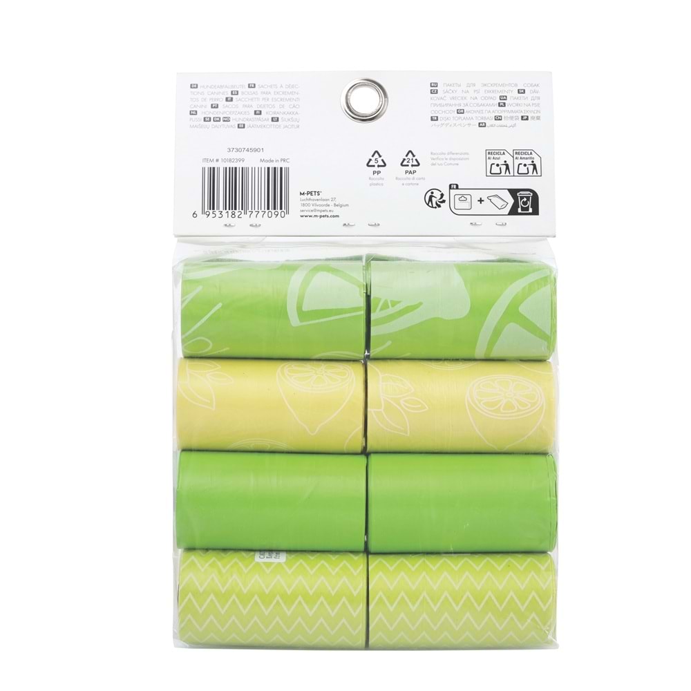 10182399 M-PETS DIŞKI POŞETİ 15 YAPRAK LİMON KOKULU 16LI PAKET