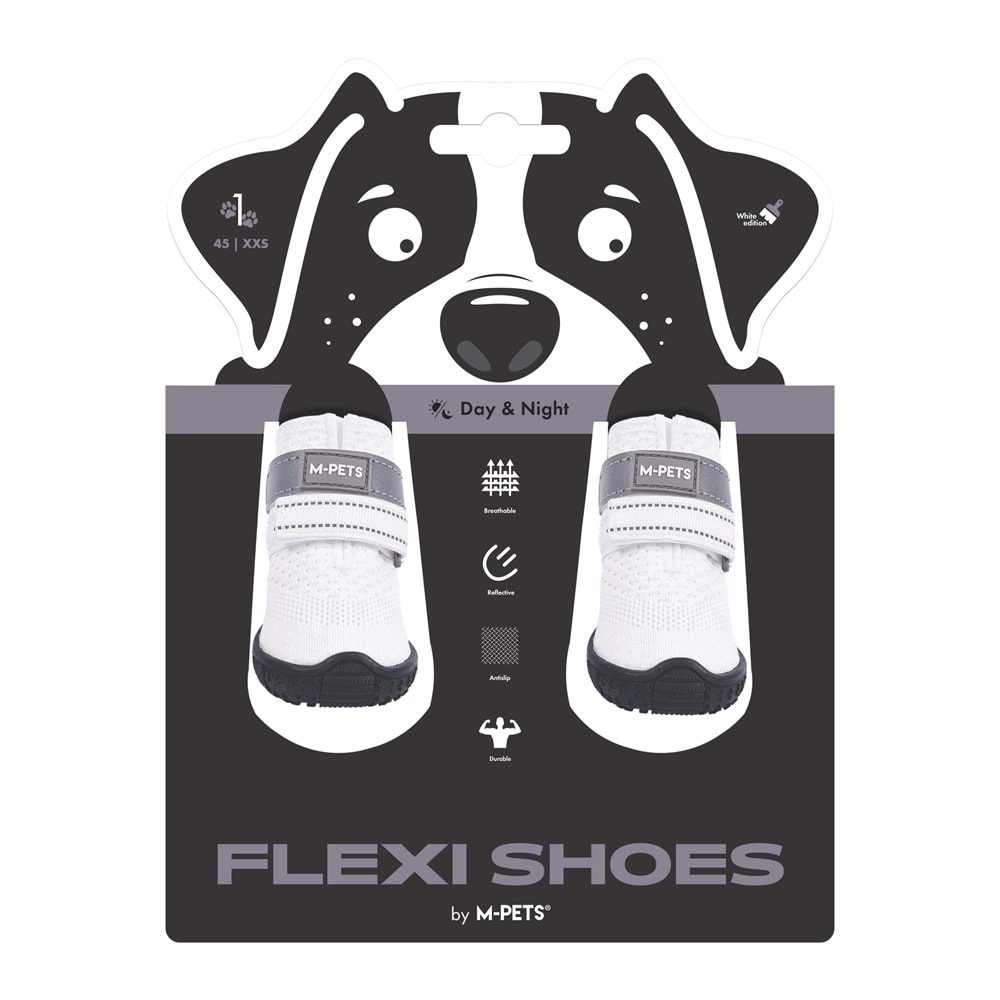10371899 M-PETS FLEXI KÖPEKLER İÇİN AYAKKABI #1 XXS WHİTE EDİTİON