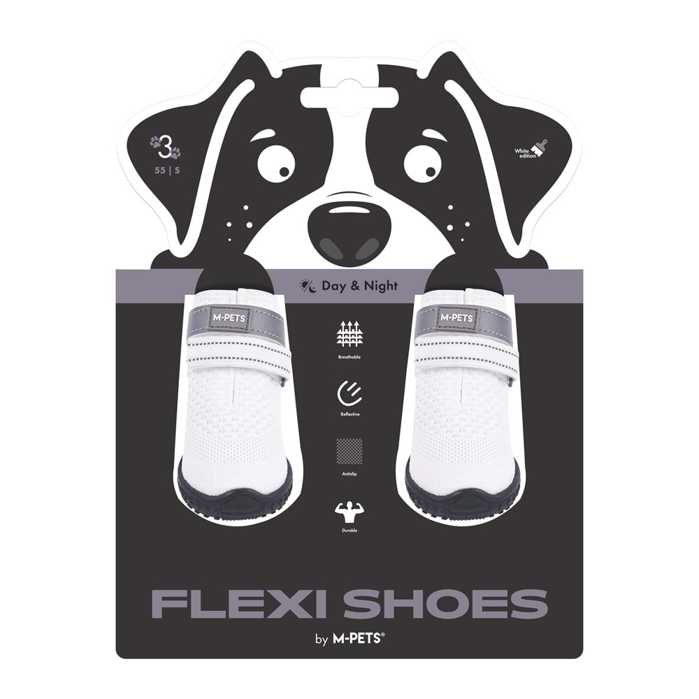 10372099 M-PETS FLEXI KÖPEKLER İÇİN AYAKKABI #3 S WHİTE EDİTİON