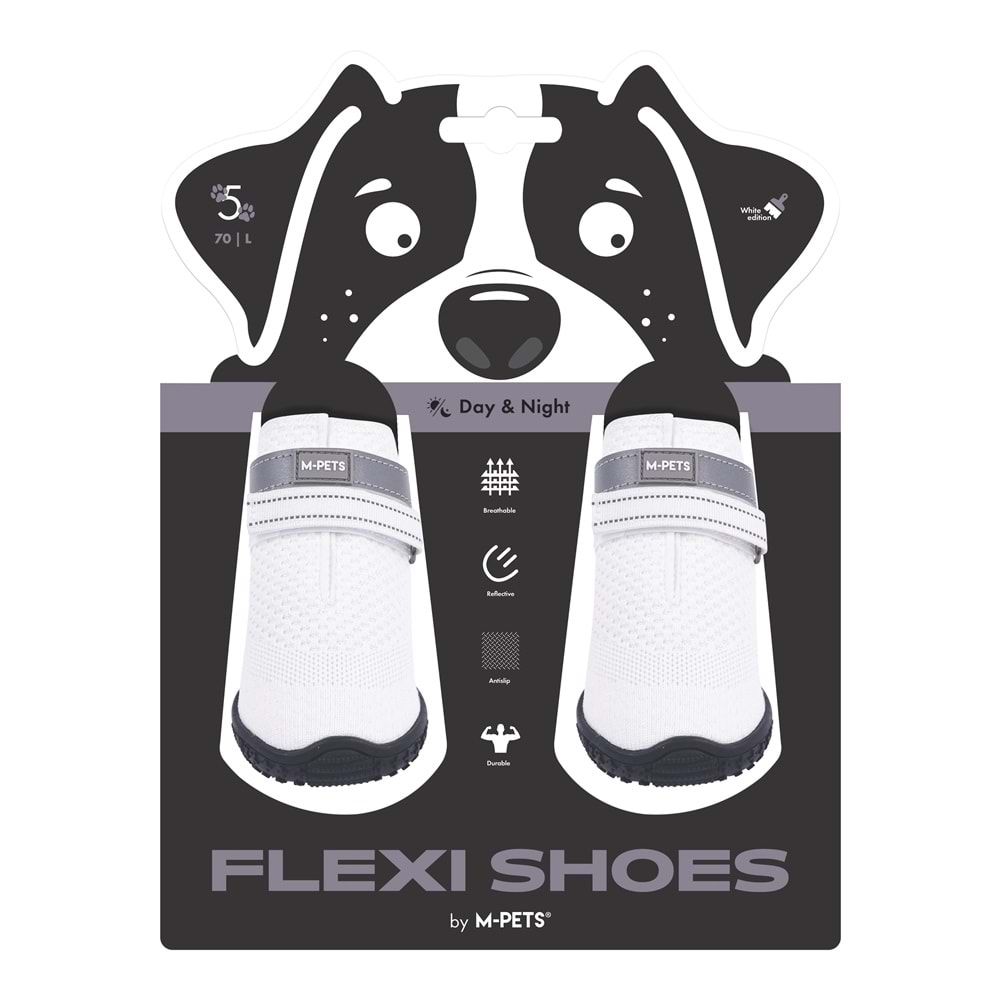 10372299 M-PETS FLEXI KÖPEKLER İÇİN AYAKKABI #5 L WHİTE EDİTİON