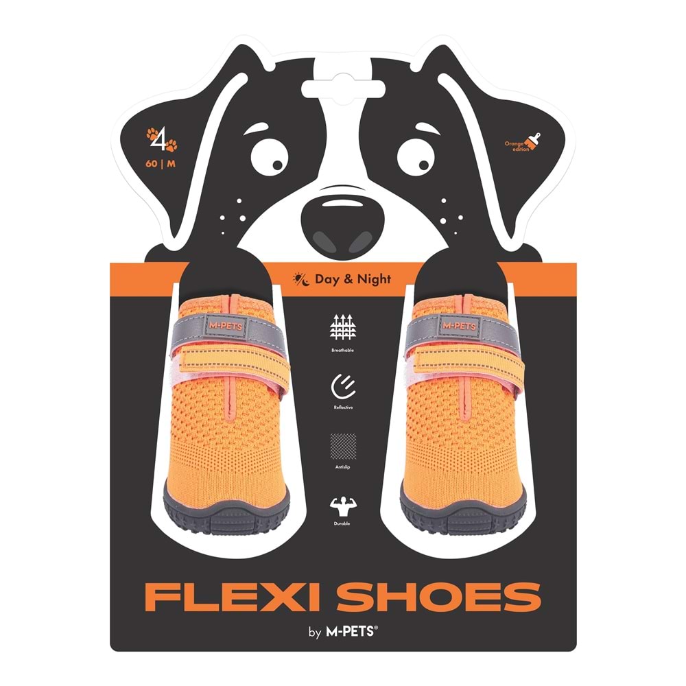 10372899 M-PETS FLEXI KÖPEKLER İÇİN AYAKKABI #4 M ORANGE EDİTİON