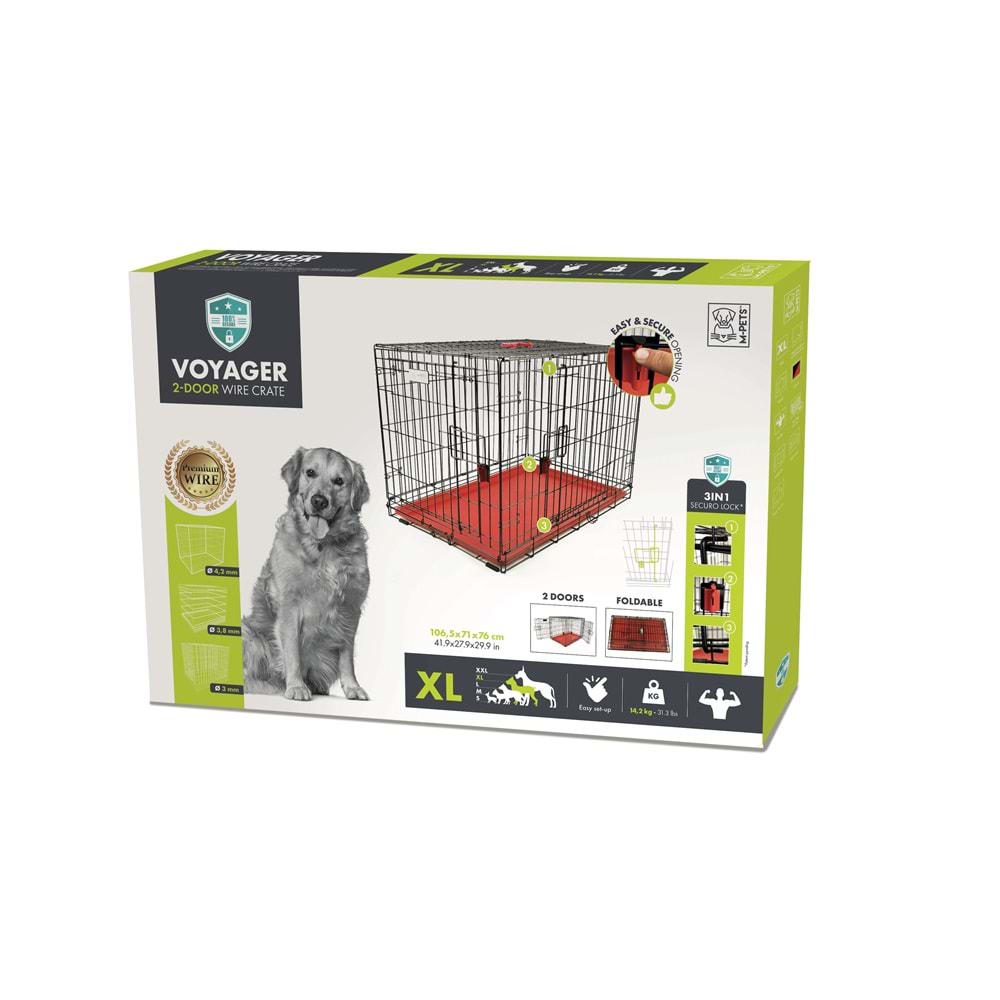 10450205 M-PETS VOYAGER KÖPEK KAFESİ 2 KAPILI (XL) KIRMIZI 106X71X76CM