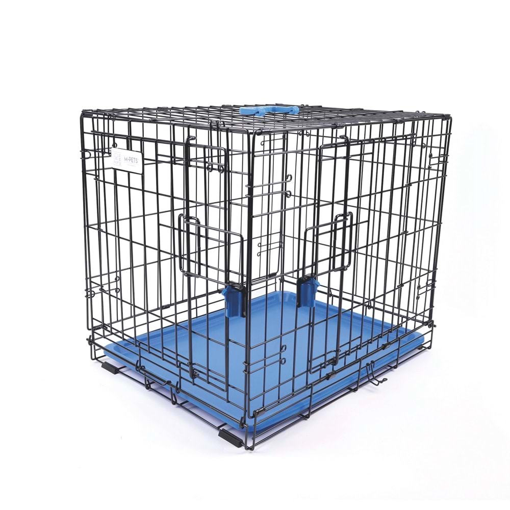 10450717 M-PETS VOYAGER KÖPEK KAFESİ 2 KAPILI (L) MAVİ 91X58X63CM