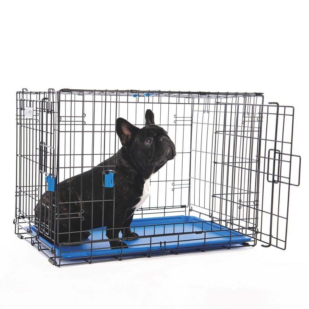 10450717 M-PETS VOYAGER KÖPEK KAFESİ 2 KAPILI (L) MAVİ 91X58X63CM