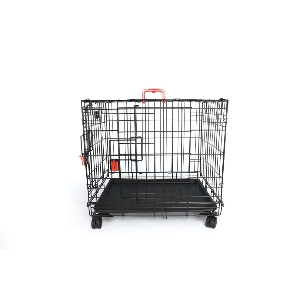 10451608 M-PETS VOYAGER TEKERLEKLİ KÖPEK KAFESİ 2 KAPILI (S) SİYAH 61X46X48CM