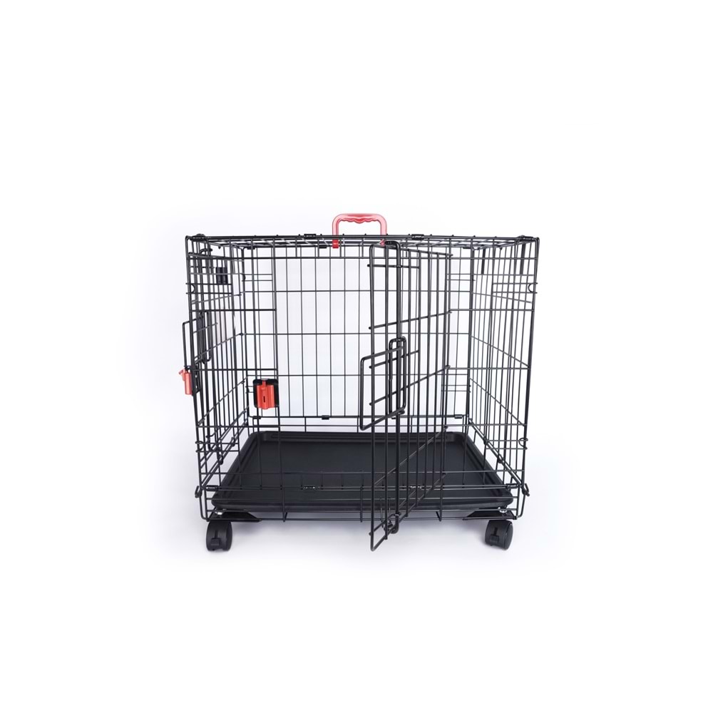 10451608 M-PETS VOYAGER TEKERLEKLİ KÖPEK KAFESİ 2 KAPILI (S) SİYAH 61X46X48CM