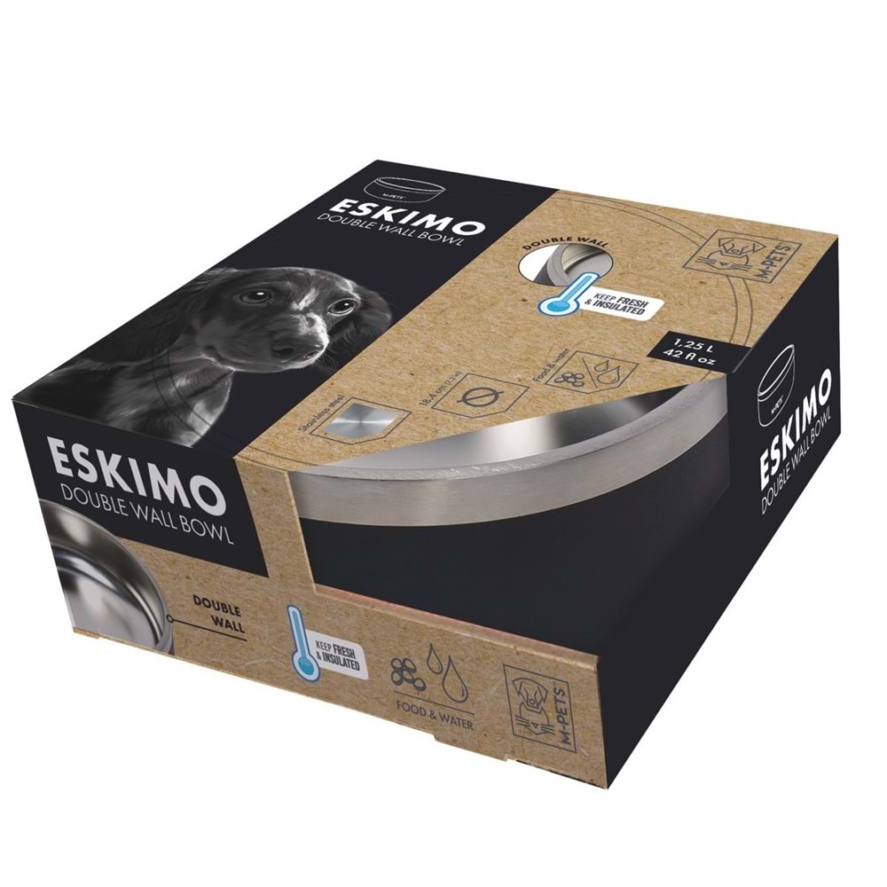 10530599 M-PETS ESKIMO ÇİFT CİDARLI MAMA KABI 1.25L BLACK