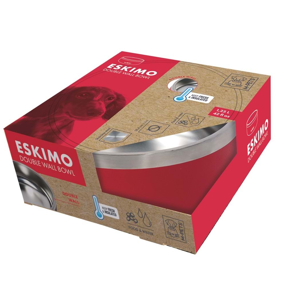 10530999 M-PETS ESKIMO ÇİFT CİDARLI MAMA KABI 1.25L RED
