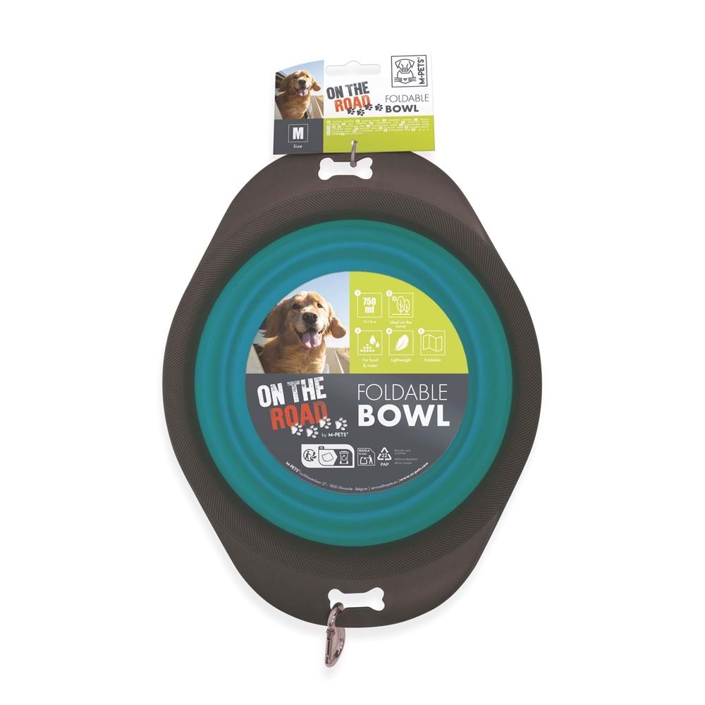 10552499 M-PETS ON THE ROAD KATLANABİLEN MAMA KABI (M) 750ML TURKUAZ/BROWN