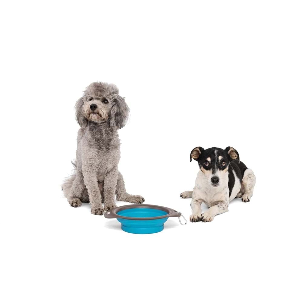 10552499 M-PETS ON THE ROAD KATLANABİLEN MAMA KABI (M) 750ML TURKUAZ/BROWN