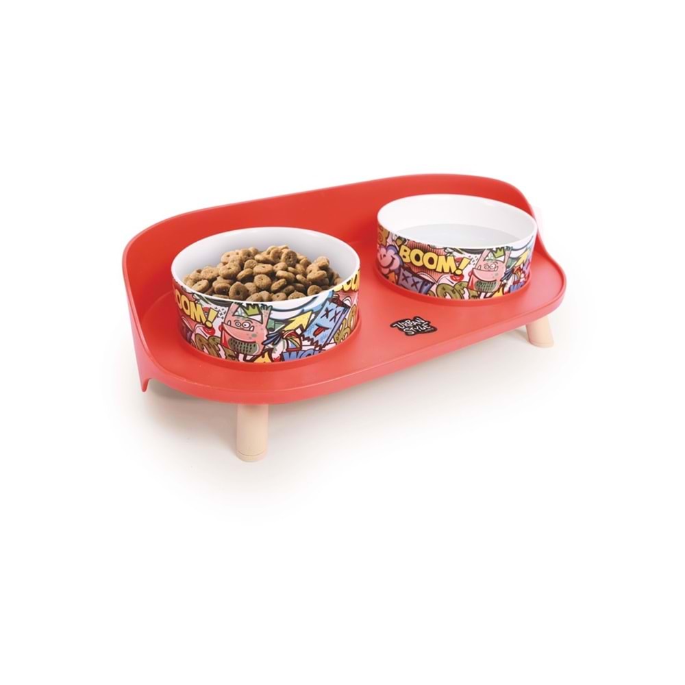 10554099 M-PETS ALTITUDE URBAN STYLE 2Lİ MAMA KABI STANDI RED&MULTİCOLOR