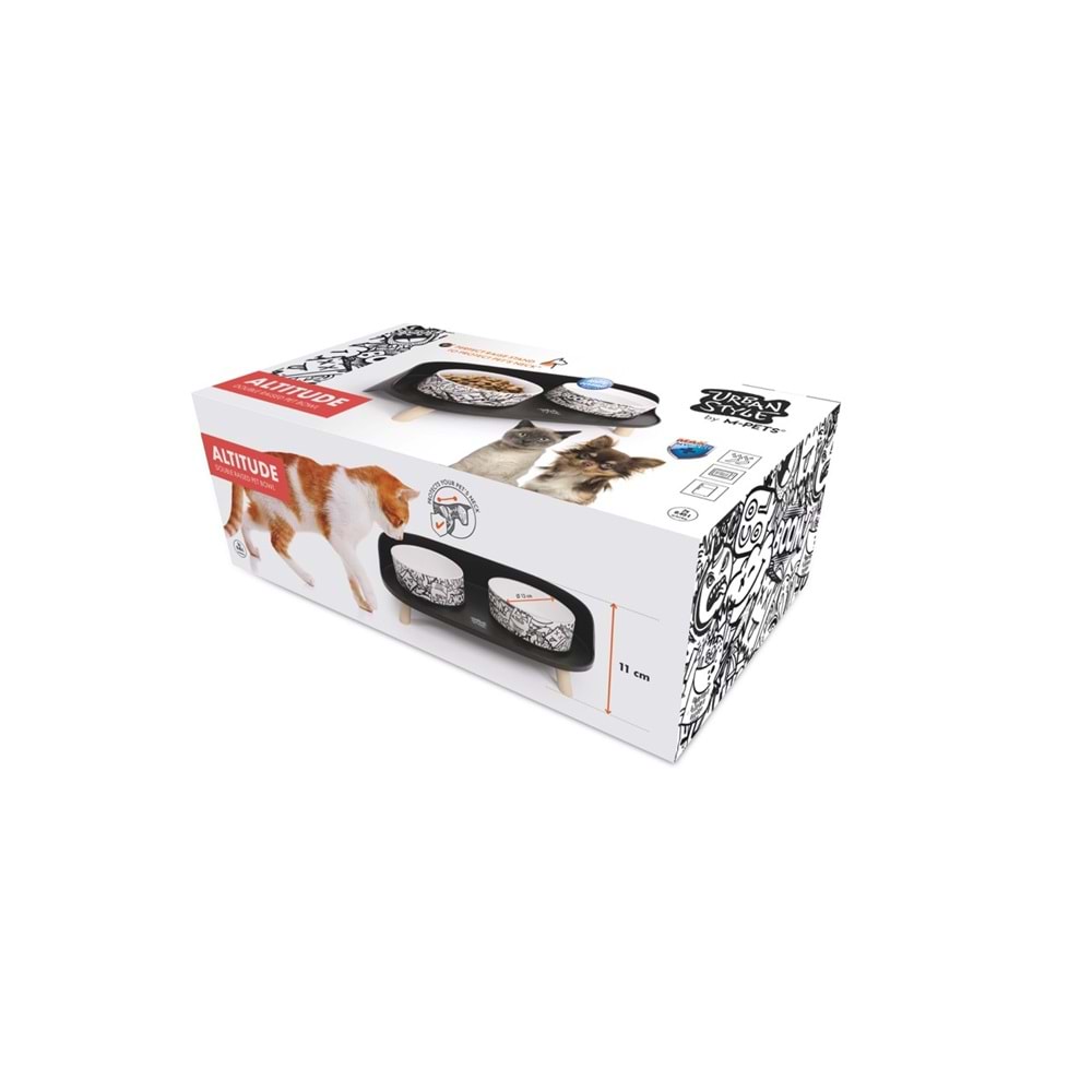 10554199 M-PETS ALTITUDE URBAN STYLE 2Lİ MAMA KABI STANDI BLACK&WHİTE