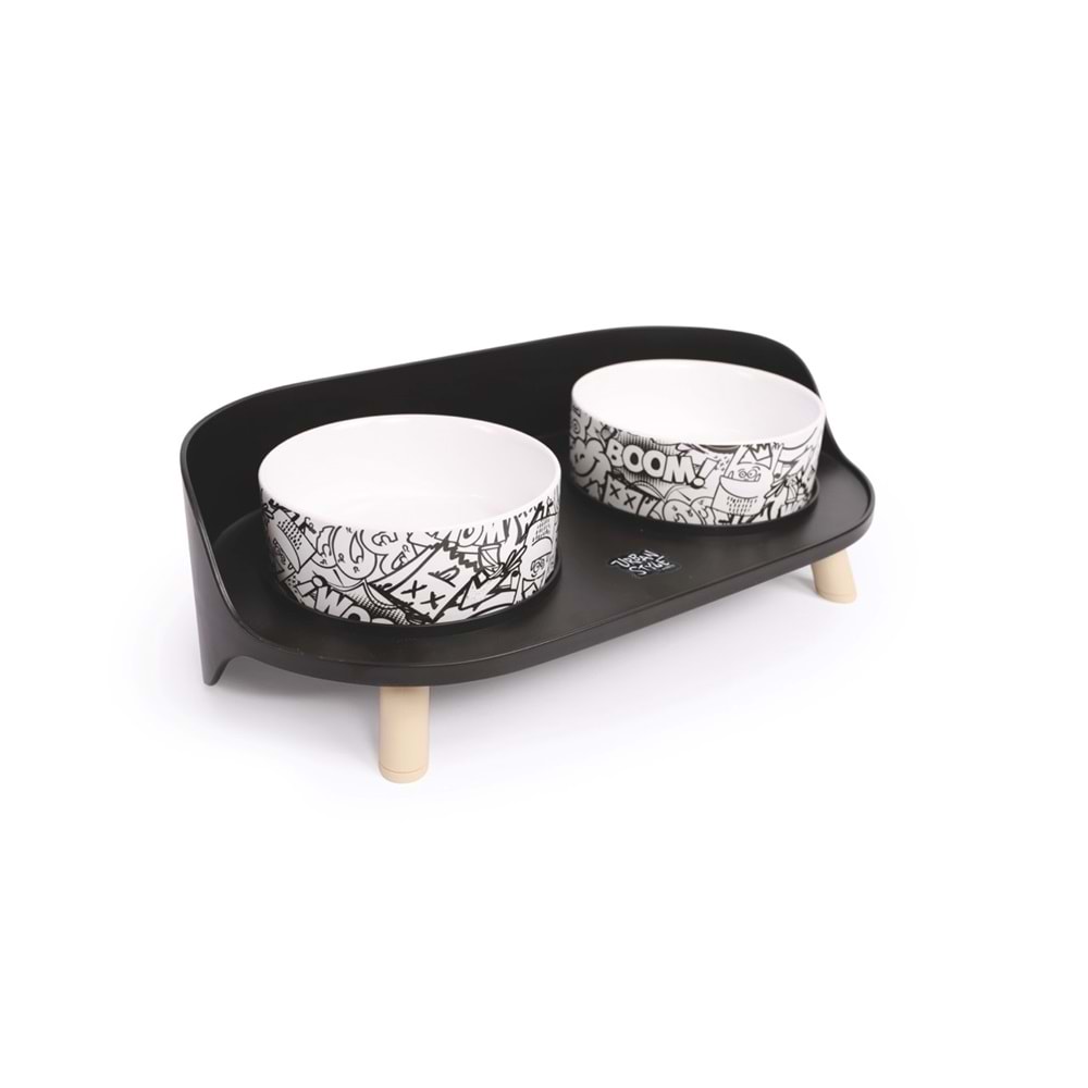10554199 M-PETS ALTITUDE URBAN STYLE 2Lİ MAMA KABI STANDI BLACK&WHİTE