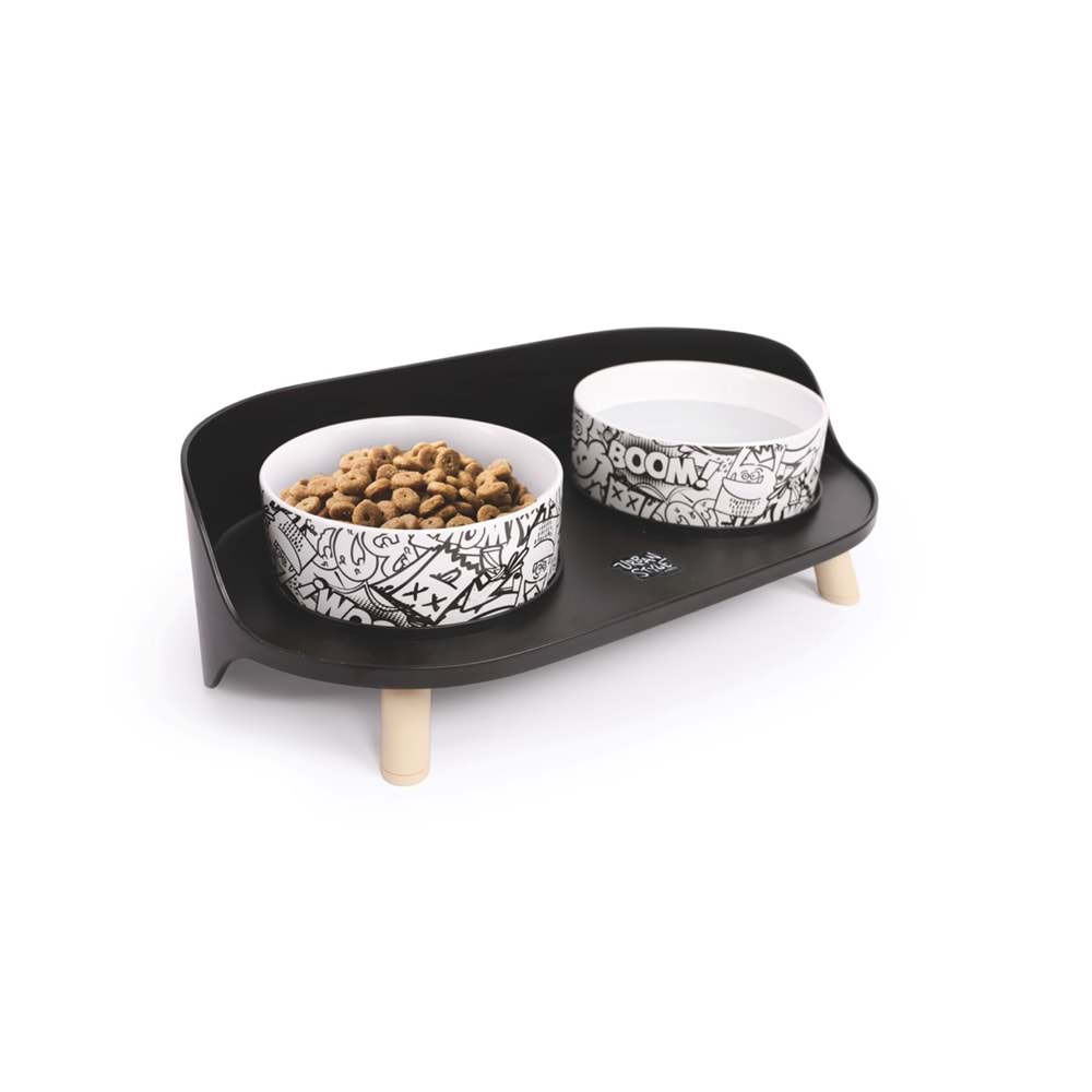 10554199 M-PETS ALTITUDE URBAN STYLE 2Lİ MAMA KABI STANDI BLACK&WHİTE