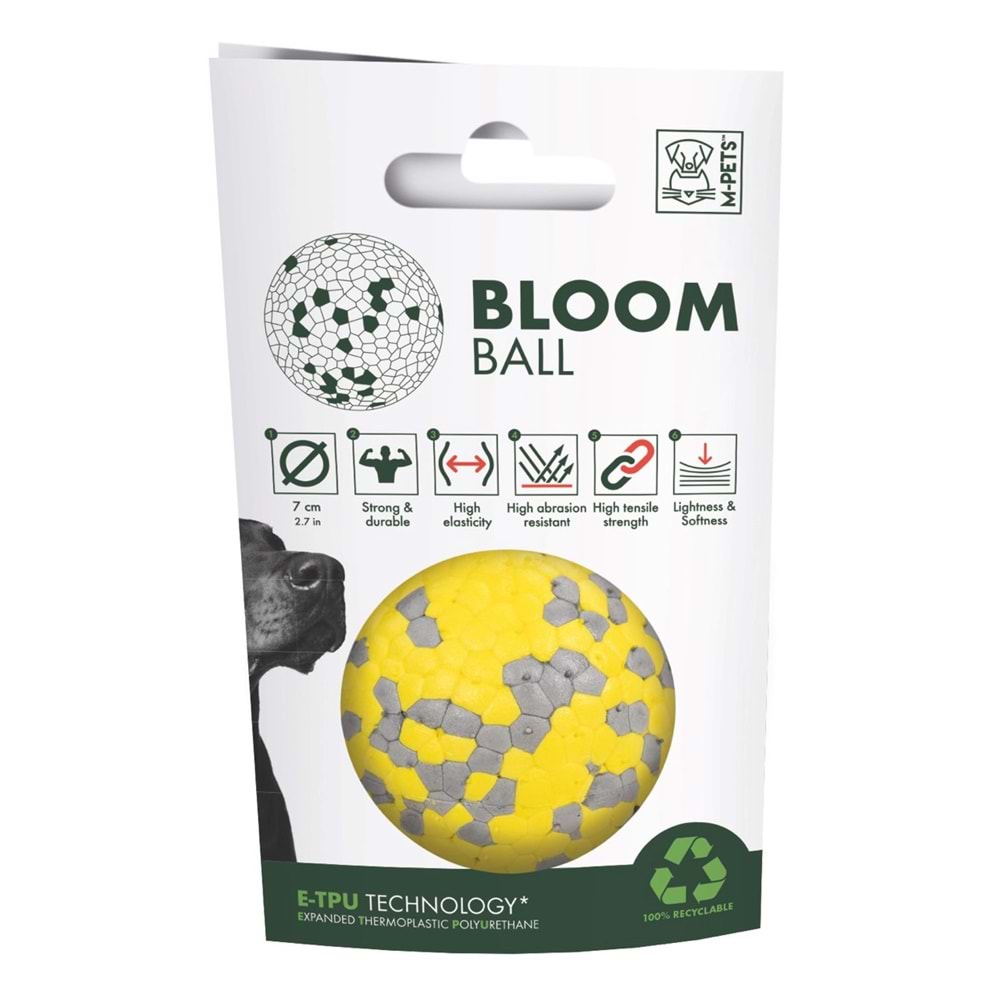 10643599 M-PETS BLOOM BALL OYUN TOPU PARÇALANMAZ YELLOW/GRAY