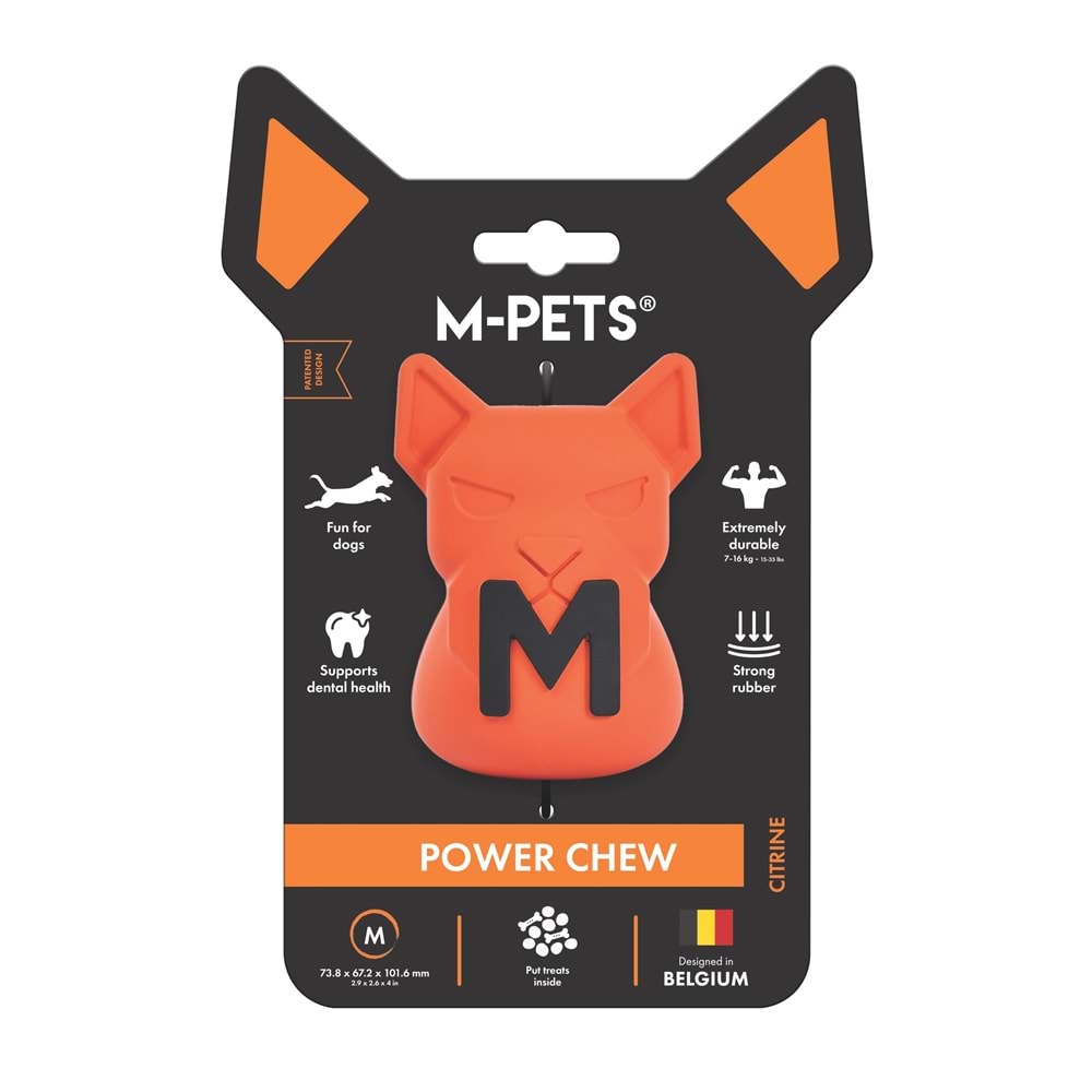 10675216 M-PETS POWER CHEW KAUÇUK KÖPEK ÖDÜL OYUNCAĞI CITRINE (M)
