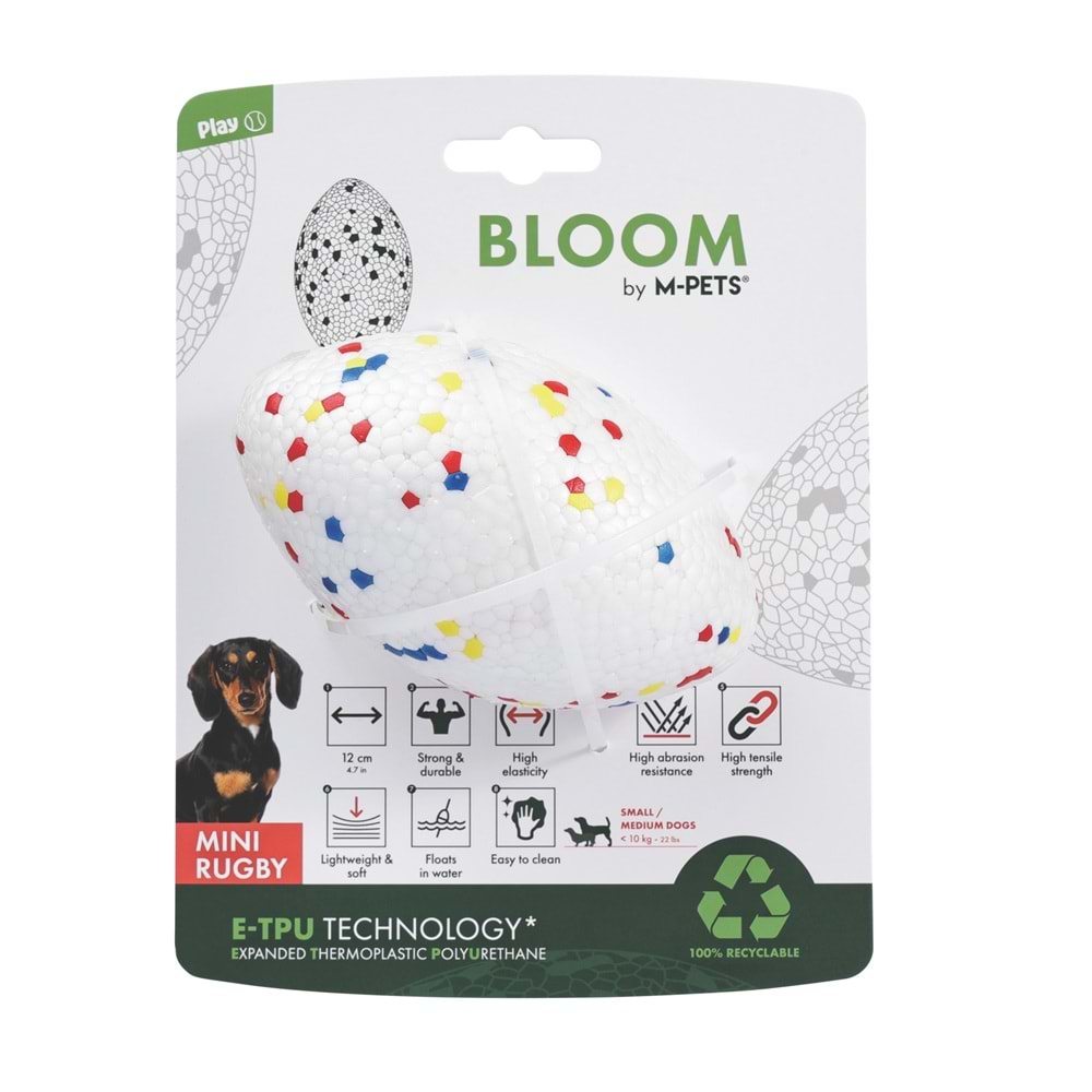 10677899 M-PETS BLOOM MİNİ RUGBY PARÇALANMAZ RUGBY TOPU RED:/WHİTE