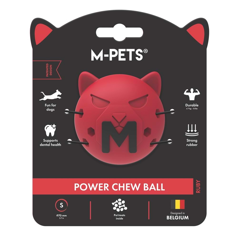 10678505 M-PETS POWER CHEW BALL KAUÇUK KÖPEK OYUNCAĞI RUBY (S)