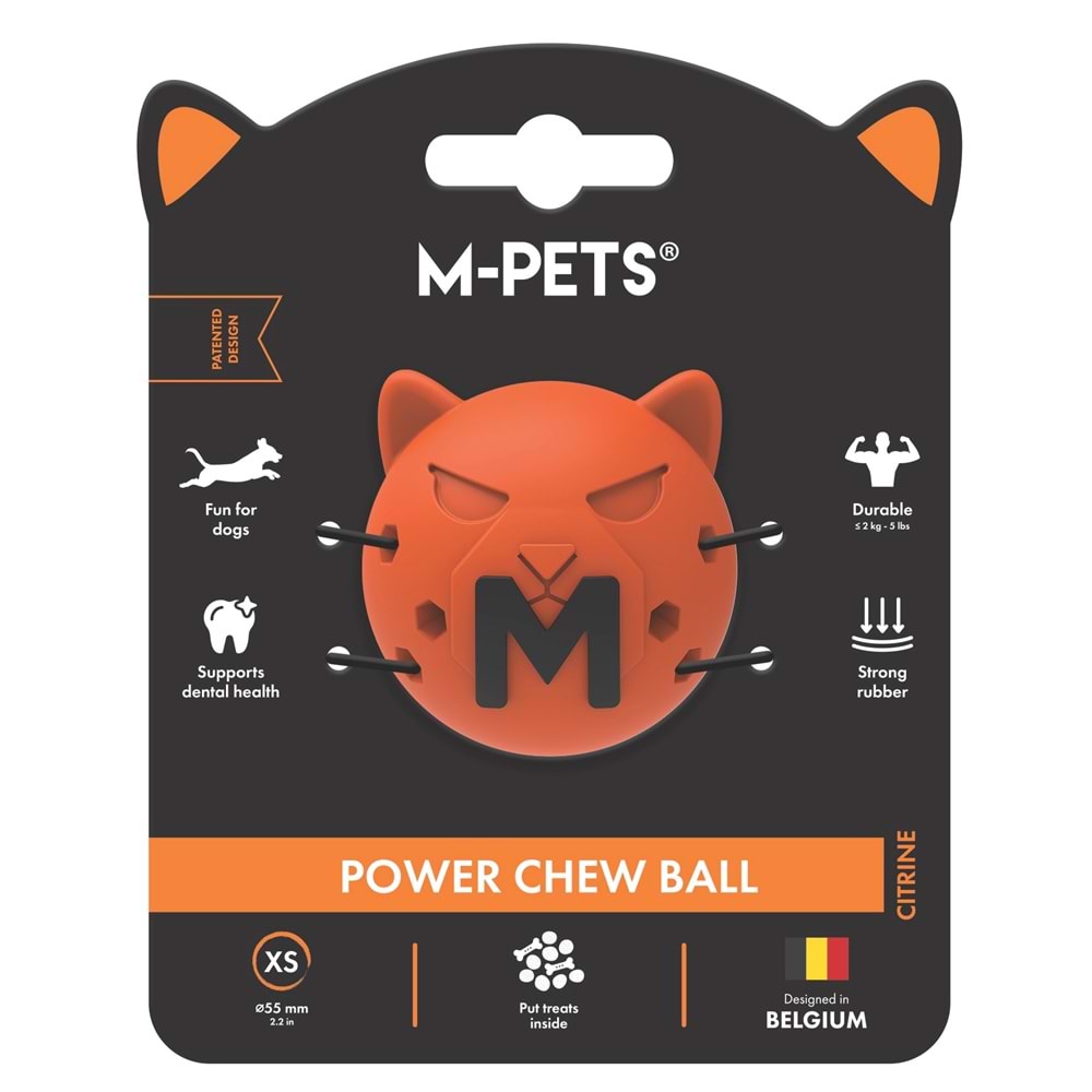 10678716 M-PETS POWER CHEW BALL KAUÇUK KÖPEK OYUNCAĞI CITRINE (XS)