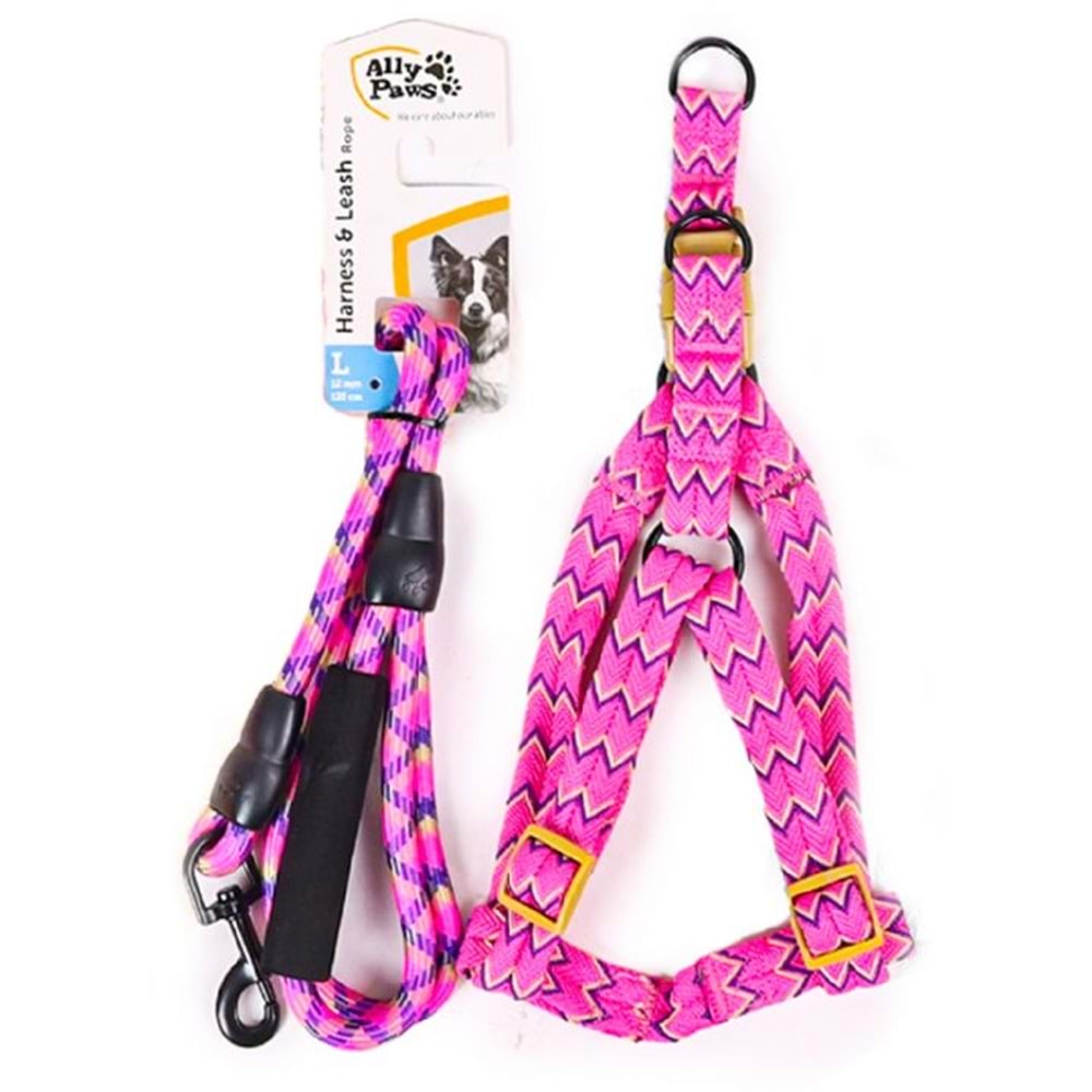 10703 ALLY PAWS HARNESS & LEASH ROPE (L) 12MMX120CM