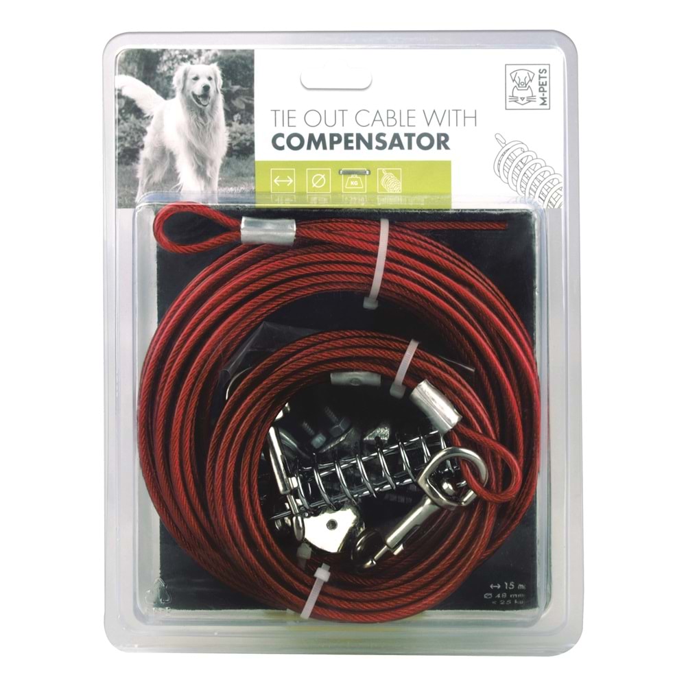 10801205 M-PETS COMPENSATOR BAHÇE BAĞLAMA HALATI 15MT/RED