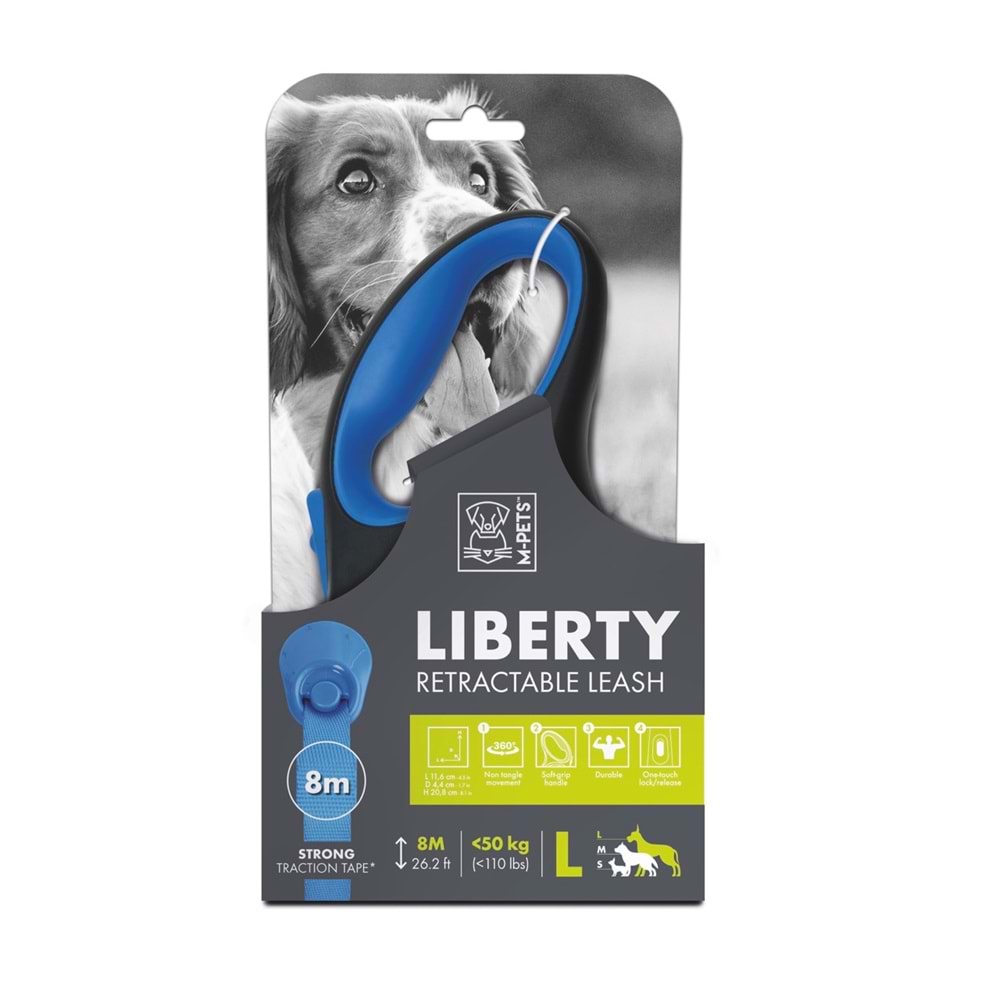 10824299 M-PETS LIBERTY OTOMATİK GEZDİRME ŞERİT 8MT/BLUE (L)