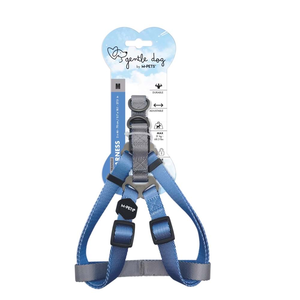 10847299 M-PETS GENTLE DOG TRİANGLE GÖĞÜS TASMASI BLUE (M)