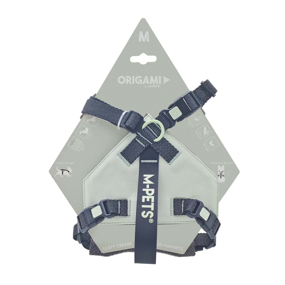 10852299 M-PETS ORIGAMI REFLEKTÖRLÜ SIRT TASMASI GREEN (M)