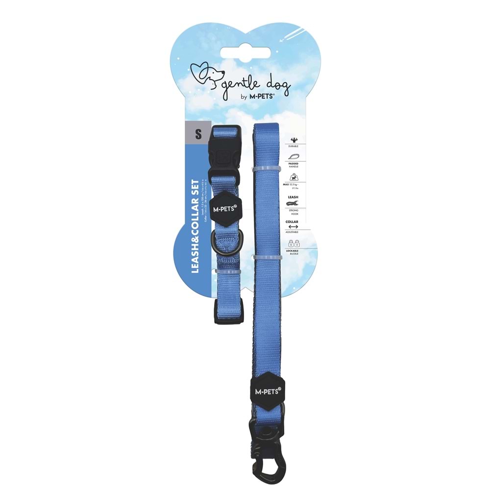 10853099 M-PETS GENTLE DOG BOYUN TASMASI ve GEZDİRME SET (S) BLUE