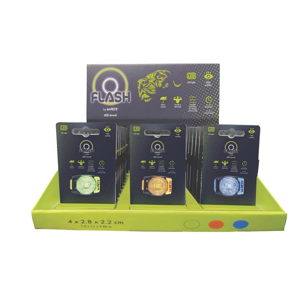 10855299 M-PETS FLASH LED JEWEL GÜVENLİK IŞIĞI DİSPLAY 24LÜ MULTİCOLOR