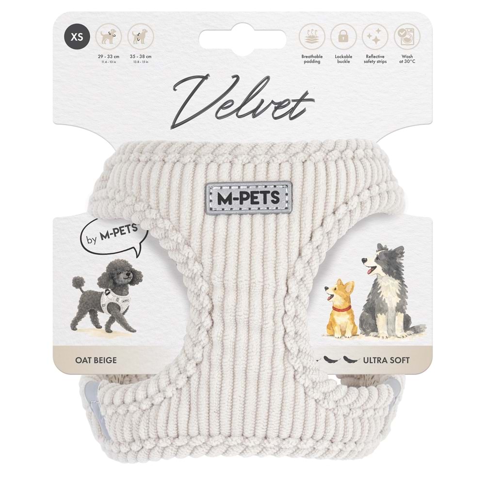 10860212 M-PETS VELVET DOG GÖĞÜS TASMASI BEJ (XS)