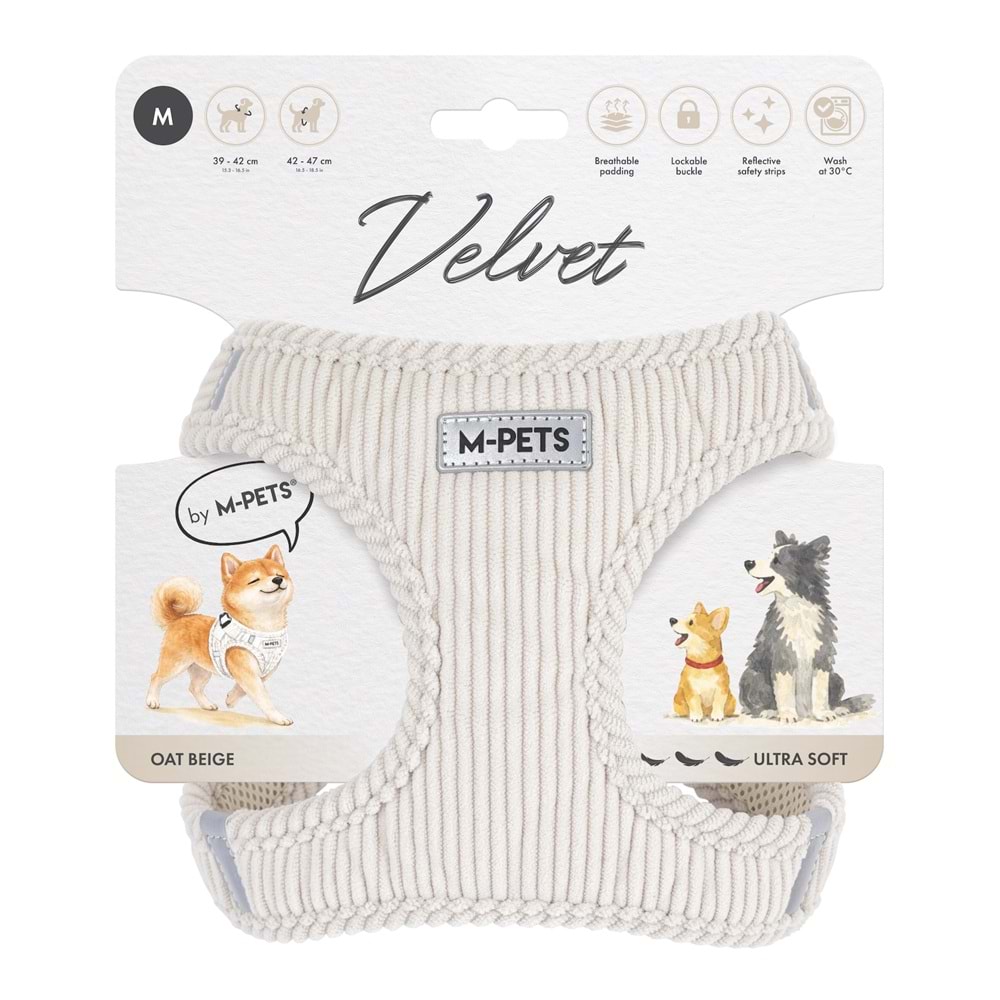 10860812 M-PETS VELVET DOG GÖĞÜS TASMASI BEJ (M)