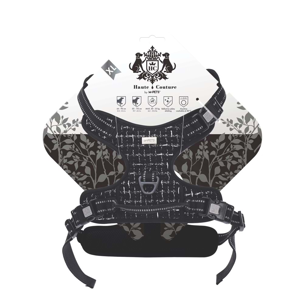 10863108 M-PETS HAUTE COUTURE KÖPEK GÖĞÜS TASMASI BLACK (XL)