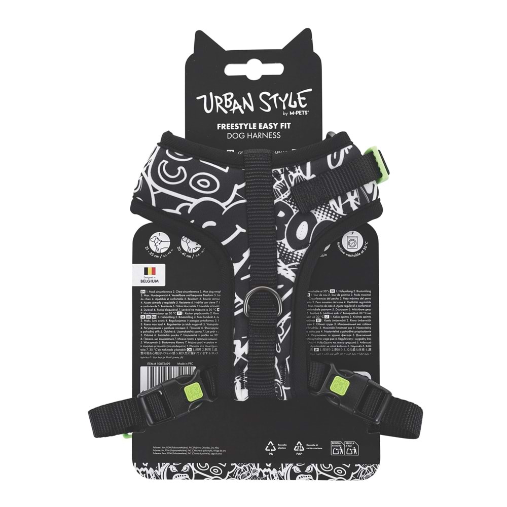 10872499 M-PETS URBAN STYLE BLACK/WHİTE EASY FİT KÖPEK GÖĞÜS TASMASI (XS)