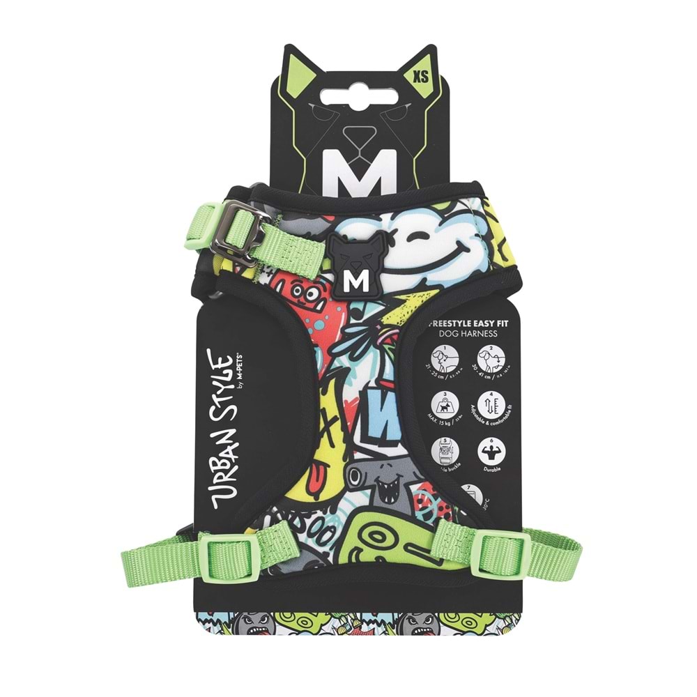 10872899 M-PETS URBAN STYLE MULTİCOLOR EASY FİT KÖPEK GÖĞÜS TASMASI (XS)